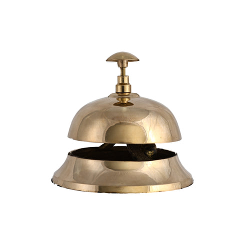Classic Brass Hotel Reception Bell with Black Accent Band