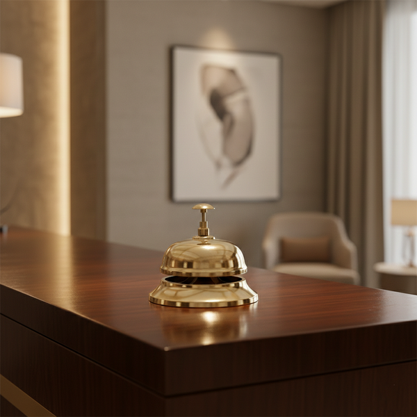 Classic Brass Hotel Reception Bell with Black Accent Band