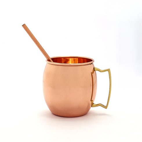 Classic Moscow Mule Copper Mugs | Set of 2 with Pure Copper Straws