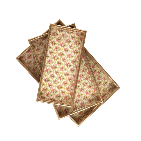 Classical Palm Tree Wooden Serving Tray Set of 3