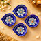 Dark Blue Floral Blue Pottery Diya