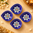Dark Blue Floral Blue Pottery Diya