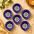Dark Blue Floral Blue Pottery Diya