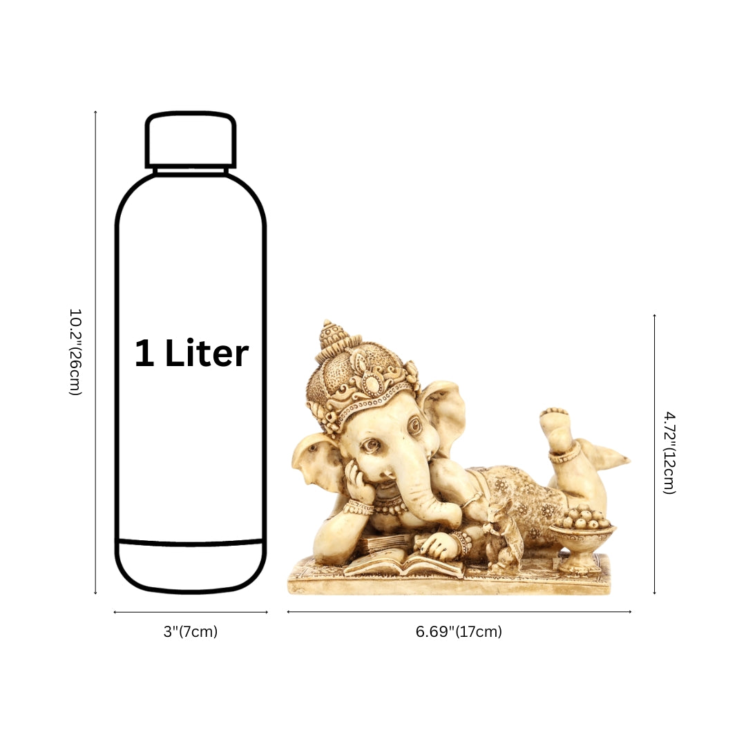 Cultured Marble Ganesha Reclining Position Statue