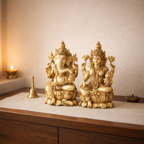 Cultured Marble Lakshmi & Ganesh Idols