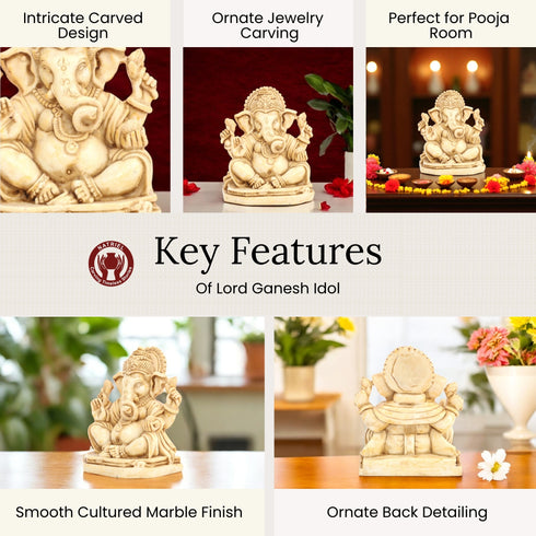 Cultured Marble Seated Ganesha