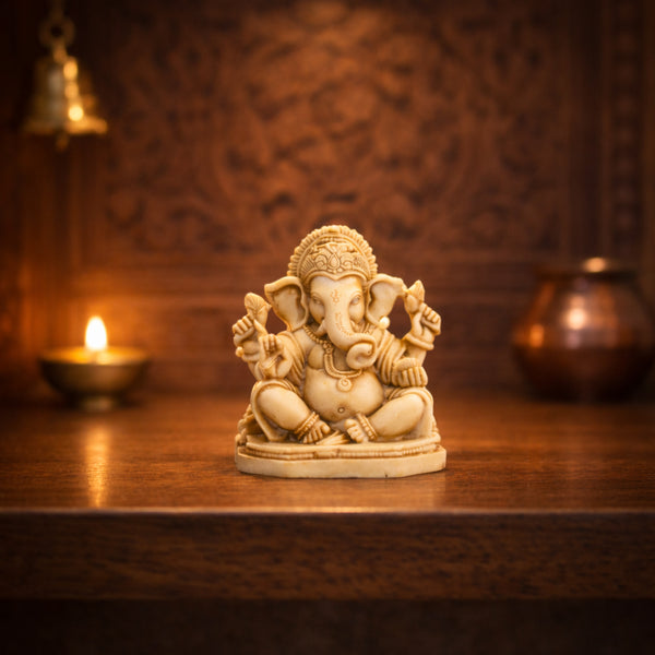Cultured Marble Seated Ganesha