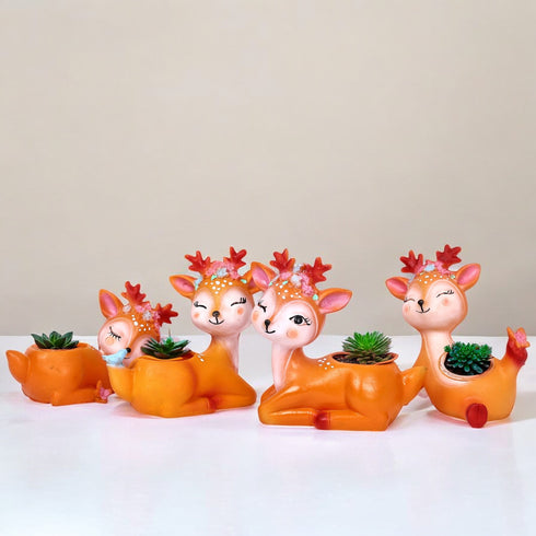 Cute Deer Planters for Home Décor—Set of 6