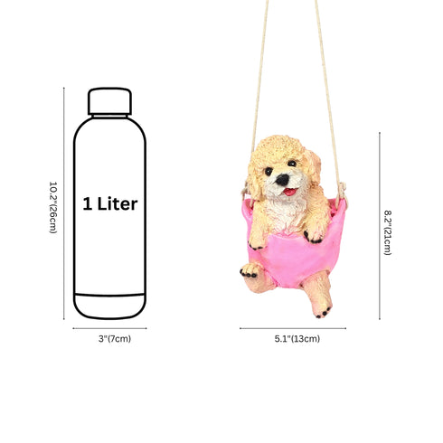 Cute Little Puppy Figurine in Swing Hanging for Wall Décor