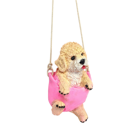 Cute Little Puppy Figurine in Swing Hanging for Wall Décor