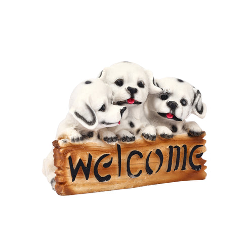 Cute White Puppy Welcome Statue for Home Décor