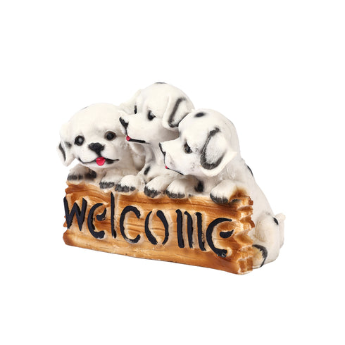 Cute White Puppy Welcome Statue for Home Décor