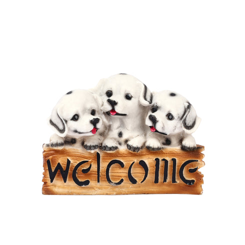 Cute White Puppy Welcome Statue for Home Décor