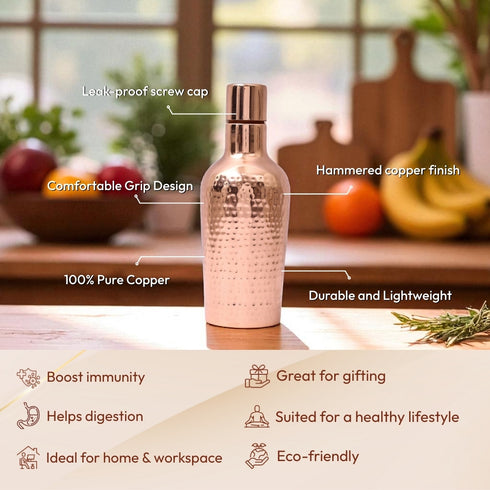 Cylindrical shaped Copper bottle – 1 litre