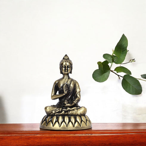 Decorative Brass Lord Buddha Idol for Home Décor—Antique Finish