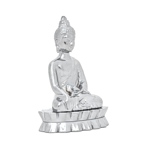 Decorative Brass Lord Buddha Idol for Home Décor—Silver