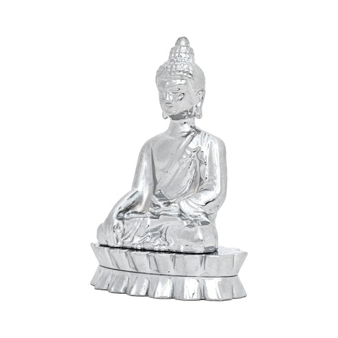 Decorative Brass Lord Buddha Idol for Home Décor—Silver