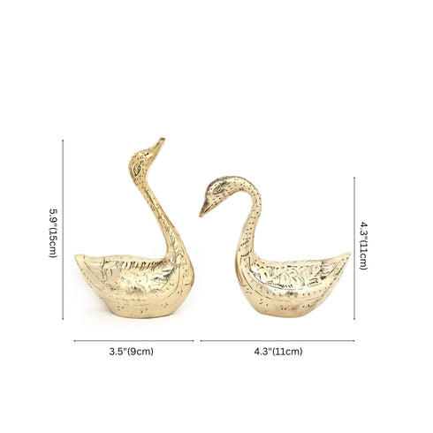 Decorative Brass Swan Duo for Home Decor