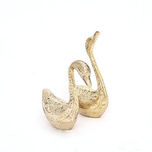 Decorative Brass Swan Duo for Home Decor