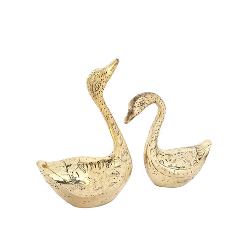 Decorative Brass Swan Duo for Home Decor