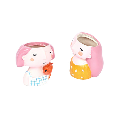 Decorative Cute Girls Pen Holder—Set of 2—Yellow and White