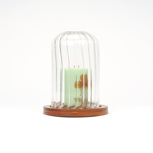 Decorative Glass Dome with Wooden Base