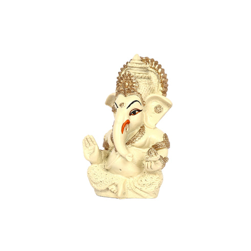 Decorative Lord Ganesha Showpiece—Beige and Golden