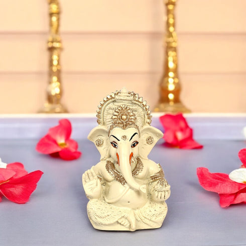 Decorative Lord Ganesha Showpiece—Beige and Golden