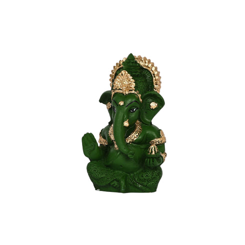 Decorative Lord Ganesha Showpiece—Green and Golden