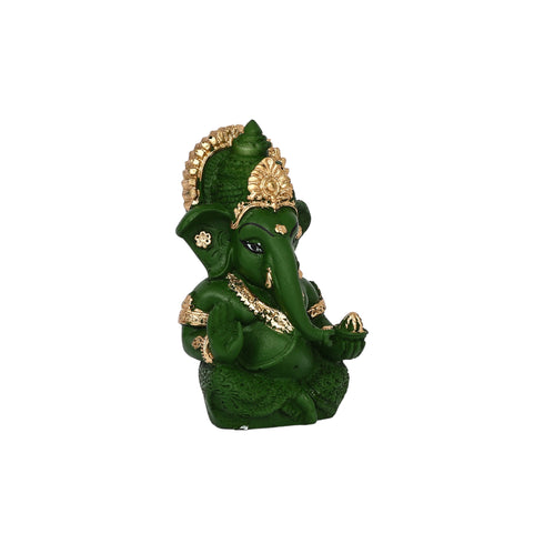 Decorative Lord Ganesha Showpiece—Green and Golden