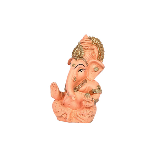 Decorative Lord Ganesha Showpiece—Peach and Golden
