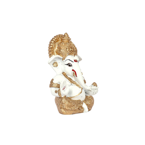 Decorative Lord Ganesha Showpiece—White and Golden