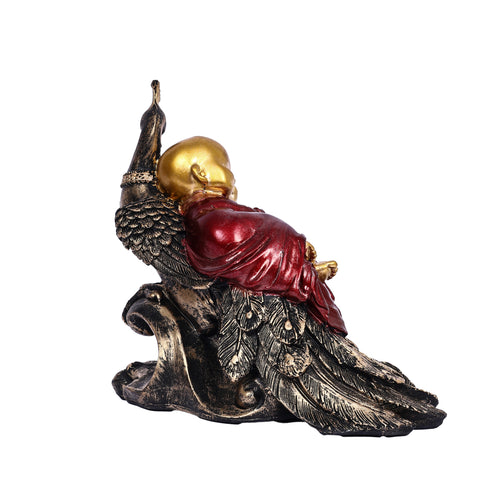 Decorative Showpiece of a Baby Buddha Peacefully Sleeping on a Peacock
