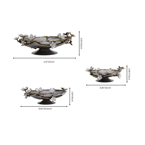 Decorative serving bowls with flower embellishments (Set of 3)