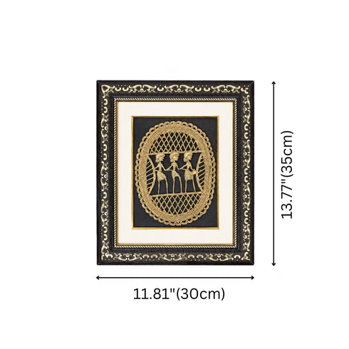 Dhokra Art Brass Folk Performers Glass Frame
