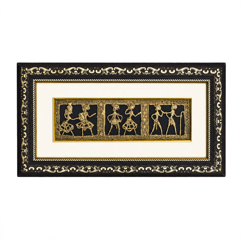 Dhokra Art Brass Tribal Musicians Group Glass Frames