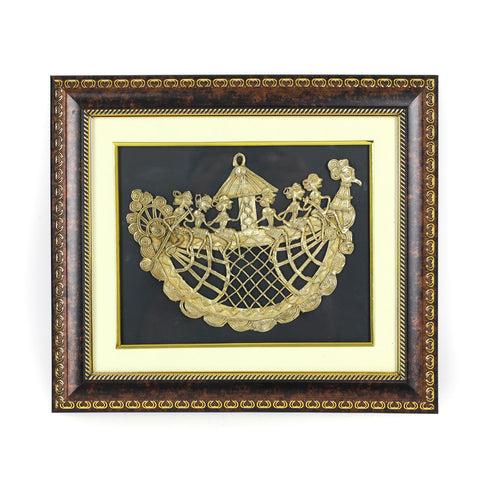 Dhokra Art Tribal Boat Scene – Wall Decor Product