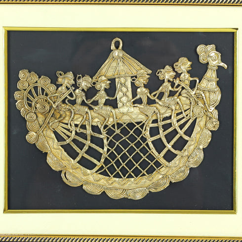Dhokra Art Tribal Boat Scene – Wall Decor Product