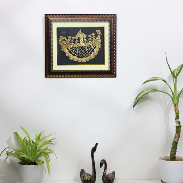Dhokra Art Tribal Boat Scene – Wall Decor Product
