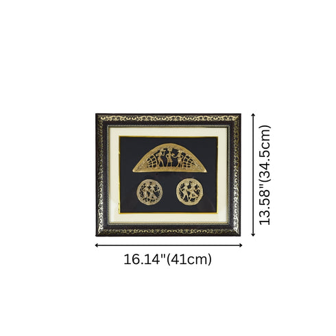 Dhokra Art Tribal Dance and Folk Celebration Glass Frame