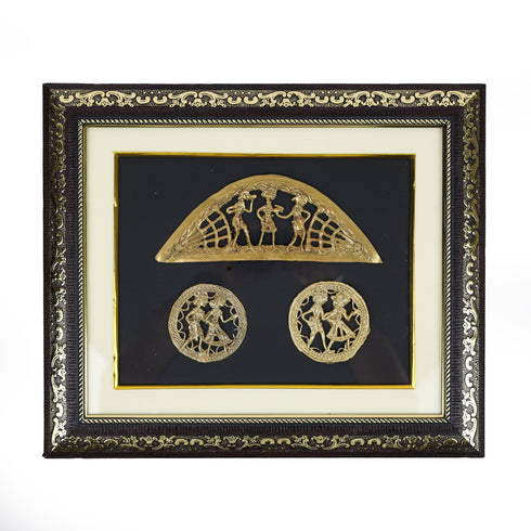 Dhokra Art Tribal Dance and Folk Celebration Glass Frame