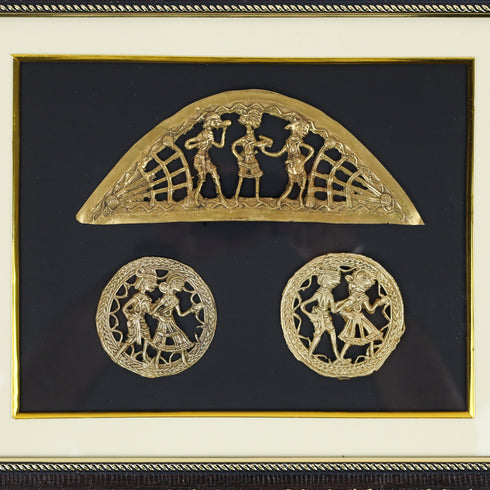 Dhokra Art Tribal Dance and Folk Celebration Glass Frame