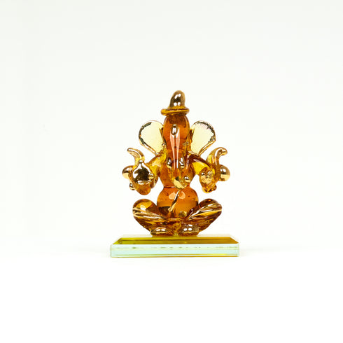 Dwimukha Lord Ganesha Glass Decorative Idol