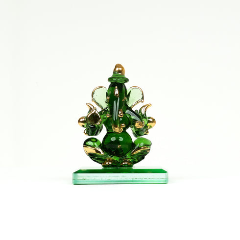 Dwimukha Lord Ganesha Glass Decorative Idol
