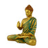 Elegant 14-Inch Gold Buddha Statue with Turquoise Robe - Handcrafted Brass Meditation Decor