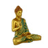 Elegant 14-Inch Gold Buddha Statue with Turquoise Robe - Handcrafted Brass Meditation Decor