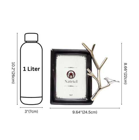 Elegant Black Frame with Silver Bird Branch Accent