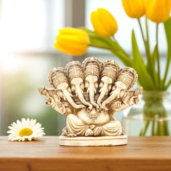 Elegant Cultured Marble Panchmukhi Ganesha