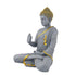 Elegant Grey & Gold Polyresin Buddha Statue – 14 Inch Handcrafted Meditating Monk Figurine for Home & Office Décor