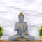 Elegant Grey & Gold Polyresin Buddha Statue – 14 Inch Handcrafted Meditating Monk Figurine for Home & Office Décor